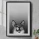 Quadro Decorativo Cachorrinho Feliz Preto e Branco-34x49Cm