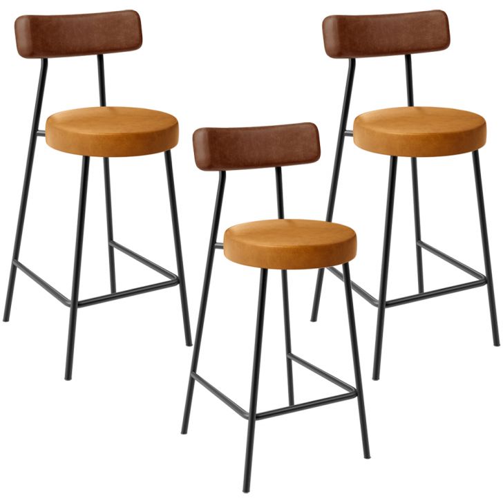 Kit 03 Banquetas Baixa Cozinha Sala Jantar Bancada Milão L02 Couríssimo Camel Whisky  - Lyam Decor