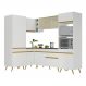 Armário de Cozinha Completa de Canto Veneza Multimóveis V2049 Branco/Dourado