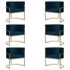 Kit 6 Poltronas Decorativa Sala de Estar Luana Base Gold Suede Azul Marinho - Montanaris Decor