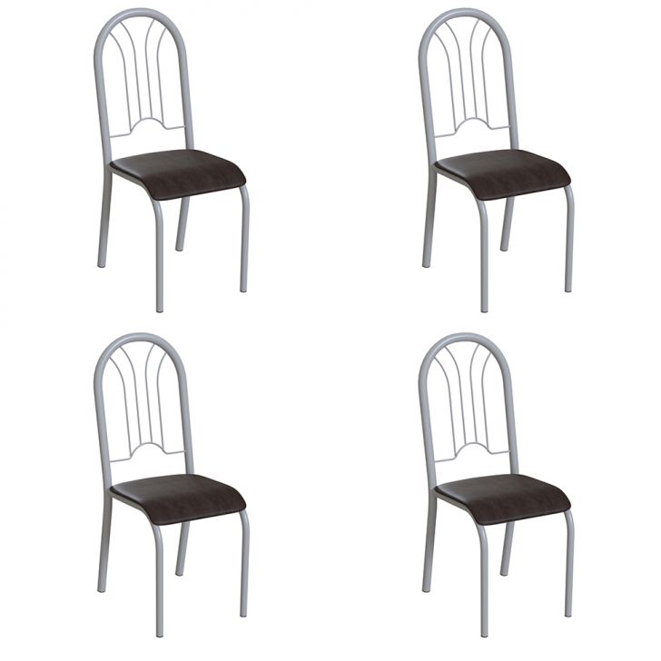 Conjunto Com 4 Cadeiras Hervey Tabaco E Branco