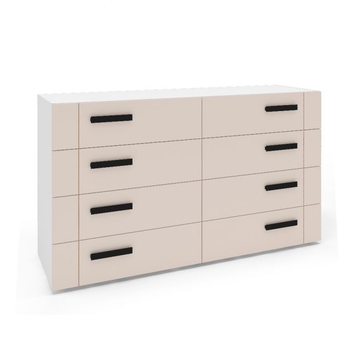Cômoda Lisboa 8 Gavetas Creme e Branca