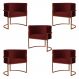 Kit 5 Poltronas Decorativa Luana Base Bronze Veludo Bordô - Montanaris Decor