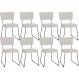 Kit 08 Cadeiras Decorativas Para Sala De Jantar Allana L02 Bouclê Cru - Lyam