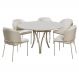 Conjunto Mesa de Jantar Barcelona Off White Base Champanhe 1,20M com 4 Cadeiras Aurora