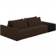 Sofá Ilha Modular Para Sala 232cm com Puff Dublin K01 Veludo Marrom TA7031 e Sintético Preto TF7036