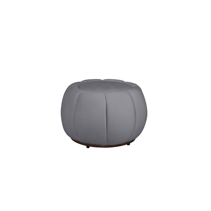 Puff Decorativo Concha Veludo Cinza - Montanaris Decor