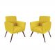 Conjunto 2 Poltronas Decorativa Nina Rodapé Suede Amarelo - DS Móveis