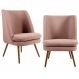 Kit 02 Poltronas Decorativas Fixa Pés Palito Pérsia D02 Algodão Rosa C-105 - Lyam Decor