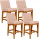 Kit 04 Banquetas Baixa Para Cozinha Bancada Bar Sala Jantar Fixa Mila L02 Linho Rosê - Lyam Decor
