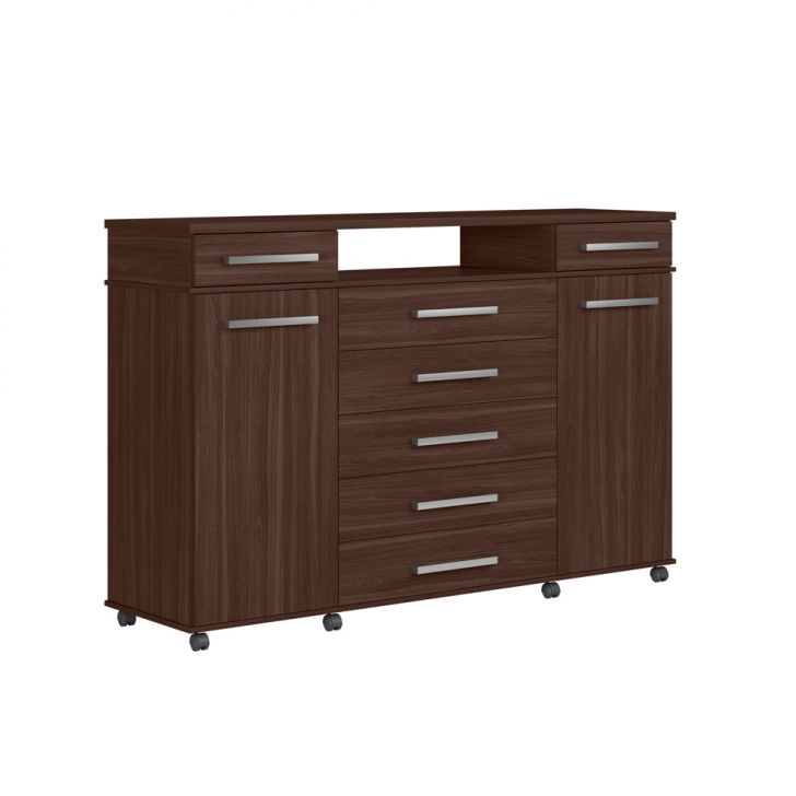 Cômoda London 2 Portas 7 Gavetas Café