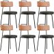 Kit 06 Cadeiras Decorativas Estofada Sala Jantar Barcelona L02 Couríssimo Camel Linho Chumbo - Lyam