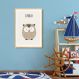 Quadro Infantil Didático Coruja 43x30 Caixa Marfim