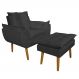 Conjunto Decorativo Poltrona com Puff Opala Suede Cinza - Montanaris Decor