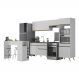 Armário de Cozinha com Bancada/Mesa Gourmet Veneza Multimóveis MP2174 Branco/Dourado