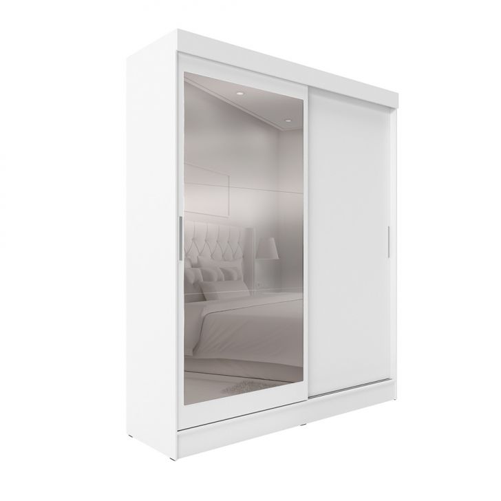 Guarda-roupa Casal Com Espelho Karina 2 Portas 2 Gavetas Branco