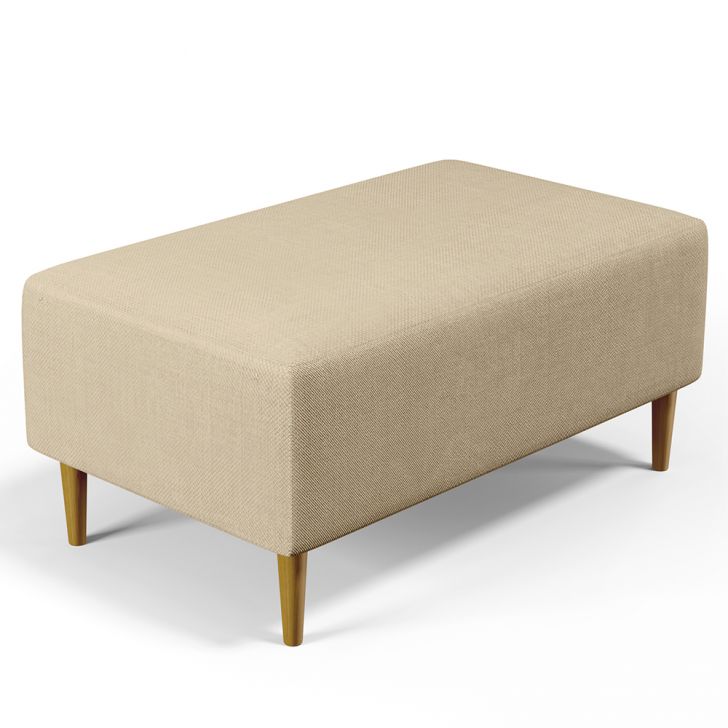 Puff Decorativo Sala de Estar Cléo W01 Pés Palito 90 cm Linho Bege Escuro - Lyam Decor