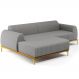Sofá 3 Lugares com Chaise Esquerdo Sala Estar Molino 230cm D02 Linho Cinza Escuro C-416 - Lyam Decor