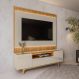 Conjunto Painel Rack Bancada Singapura/Flórida TV até 75 Polegadas Tauari/Off White G77 - Gran Belo