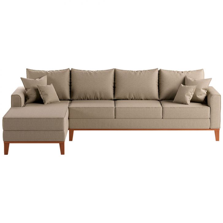 Image of Sofá 4 Lugares Beny Com Chaise Esquerdo Linho Bege PLA-MO173UP52ZRFMOB