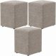 Kit 03 Puffs Quadrado Decorativo L02 Bouclê Bege - Lyam Decor