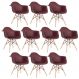 Kit 10 cadeiras Charles Eames Eiffel DAW com braços e pés de madeira clara Marrom