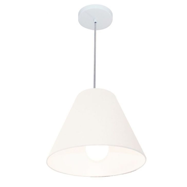 Pendente Cone Md-4028 Cúpula em Tecido 25-30x12cm Branco - Bivolt