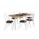 Conjunto de Mesa Retangular com Tampo de MDP Amadeirado e 6 Cadeiras Adriana I Revestimento Sintético Imbuia e Branco