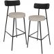 Kit 02 Banquetas Alta Bar Cozinha Sala De Jantar Milão L02 Couríssimo Preto Linho Bege - Lyam Decor
