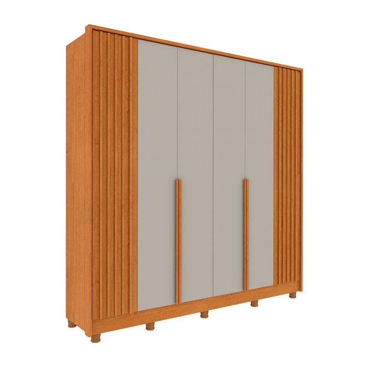 Image of Guarda-roupa Casal Vicenzo Com Pés 6 Portas 4 Gavetas Cinamomo E Off White PLA-MO895CL52KVNMOB