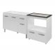 Armário Gabinete pia de 120 cm com Balcão Cooktop 5 Bocas e Forno Branco