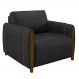 Poltrona Decorativa Pés Madeira Maceió PU Preto G45 - Gran Belo
