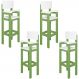 Kit 4 Cadeiras Alta Refeição Infantil Criança Restaurante Lanchonete MDF Verde/Branco L12