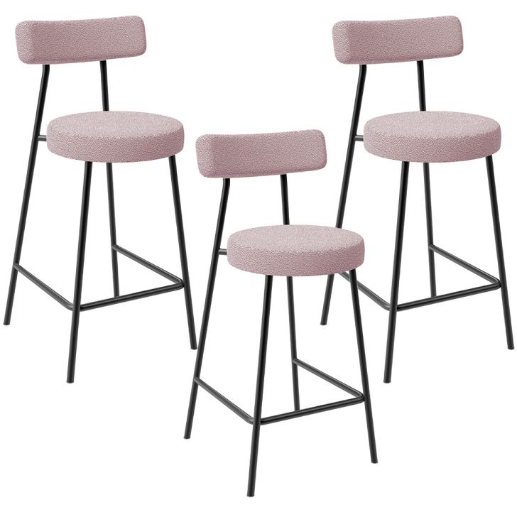 Kit 03 Banquetas Baixa Para Cozinha Sala De Jantar Bar Bancada Milão L02 Bouclê Rosê - Lyam Decor