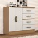 Gaveteiro Com 4 Gavetas 2 Porta Indiana Nature Off White