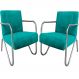 Kit 2 Poltronas Para Sala de Espera Recepção Em Suede Verde Água Com Braços Cromados Decorativa Confortável Até 120 Kg - PS