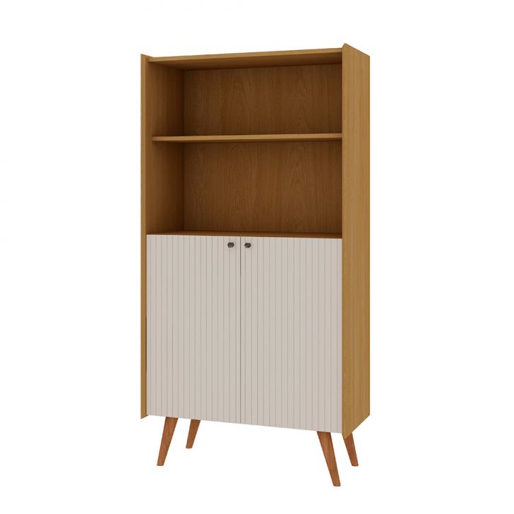 Estante Vértice Ripada 2 Portas Off White e Cinamomo