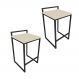 Conjunto 02 Banquetas Pietra Suede Bege Base Preto D'Rossi
