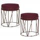 Kit 2 Puffs Decorativo Sala de Estar Base Bronze Chloe Suede Bordô G41 - Gran Belo