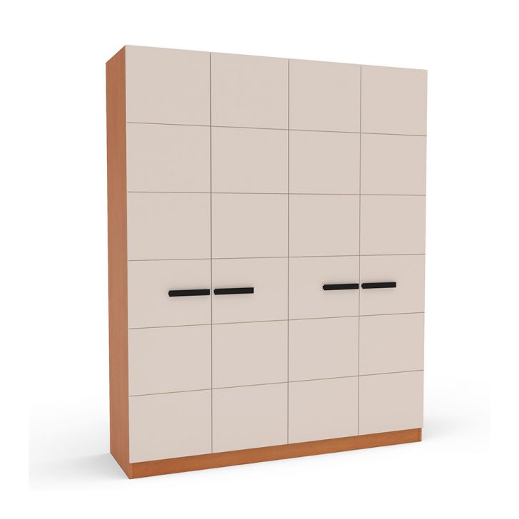 Guarda-roupa Casal Lisboa 4 Portas 4 Gavetas Freijó E Creme