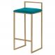 Banqueta Decorativa Jasmine Base Gold Suede Azul Claro G41 - Gran Belo