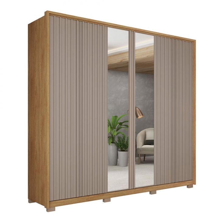 Image of Guarda-roupa Casal Com Espelho Decimus 6 Portas 4 Gavetas Buriti E Fendi PLA-MO895CL52ZTFMOB