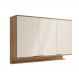 Armário Aéreo de Cozinha Miami 1200mm 3 Portas c Porta Temperos Carraro Freijó com Off White