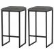 Kit 2 Banqueta Decorativa Billie Base Preta Suede Cinza G41 - Gran Belo