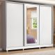 Guarda Roupa Casal 100% MDF Madesa Eros 3 Portas de Correr com Espelho com Pés - Branco