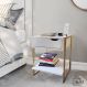Mesa de cabeceira Branco dourado Mordomo Quarto Apoio Cama