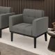 Poltrona Decorativa Karen Pés Fixo em Madeira Preto Suede Grafite G19 - Gran Belo