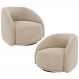 Kit 02 Poltronas Decorativa Giratória Angelina M03 Veludo Bege - Lyam Decor