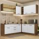 Cozinha Completa de Canto Madesa Agata 389001 com Armário e Balcão (Sem Tampo e Pia) - Rustic/Branco