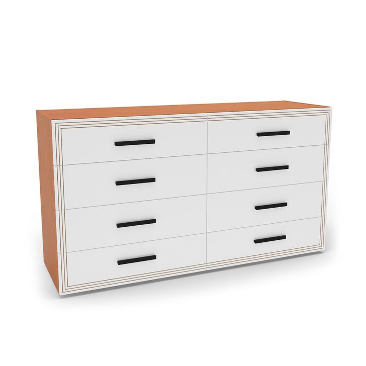 Cômoda Valência 8 Gavetas Branca e Freijó